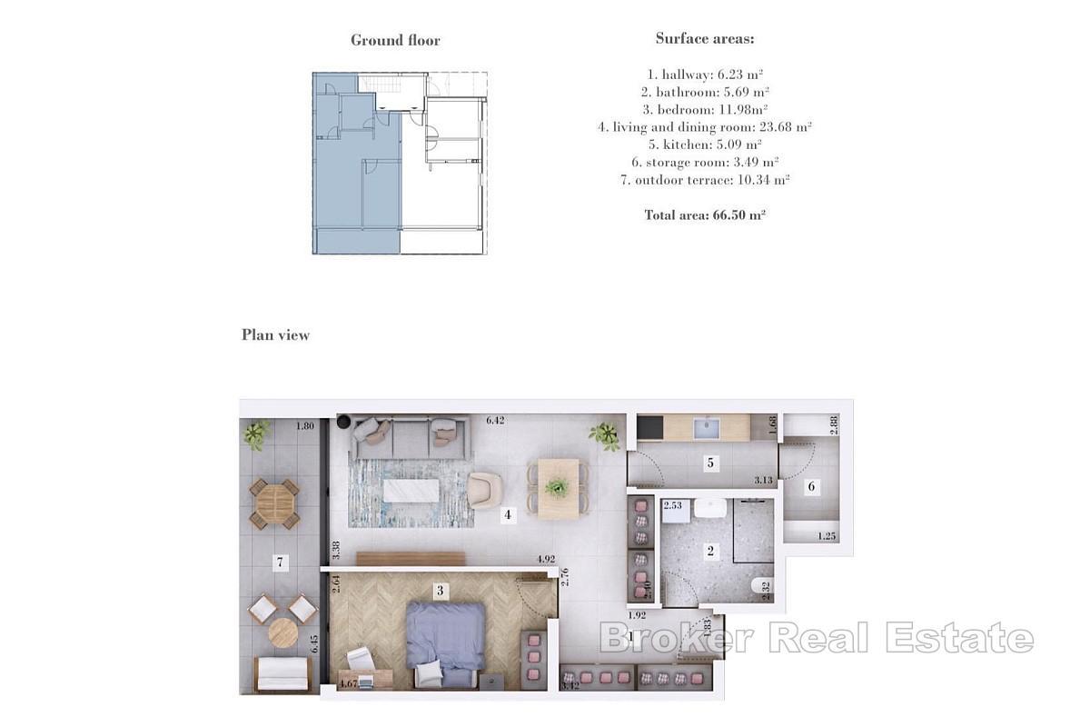 Moderne Wohnung mit Terrasse und Garten