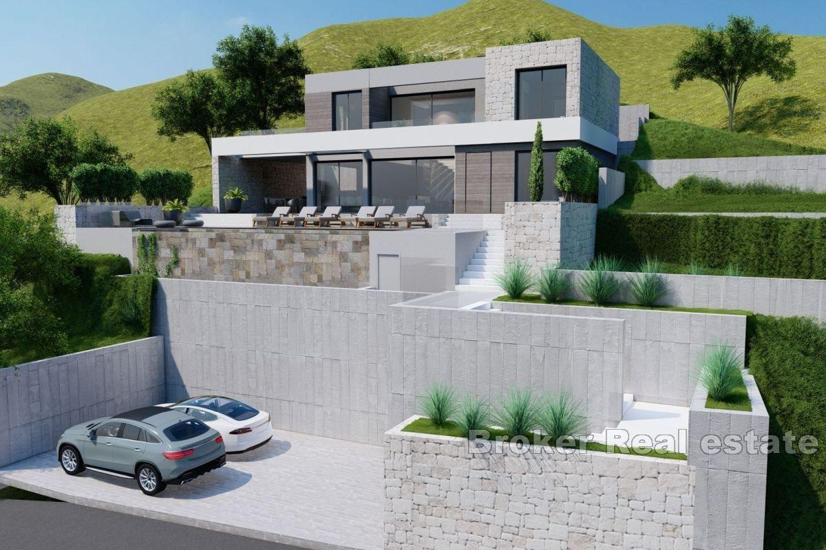 Terrain constructible avec un projet et une vue sur la mer