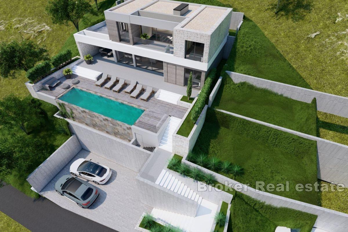 Terrain constructible avec un projet et une vue sur la mer