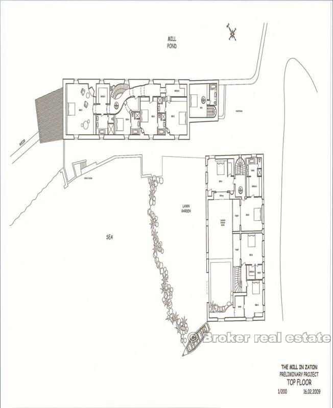 Zaton nær Dubrovnik - Old Mill Houses complex i bukten