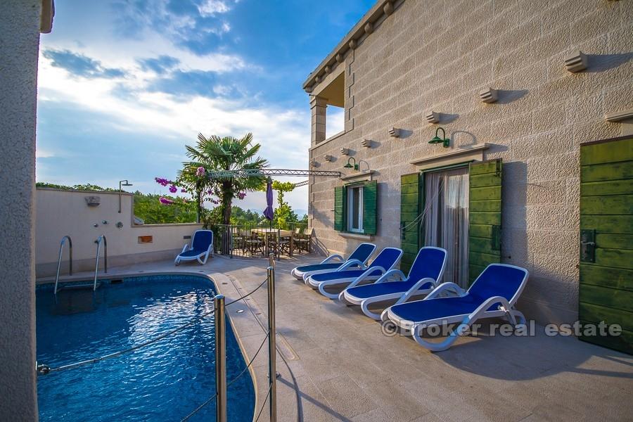 Island of Brac - stone house with swimming pool and panoramic view