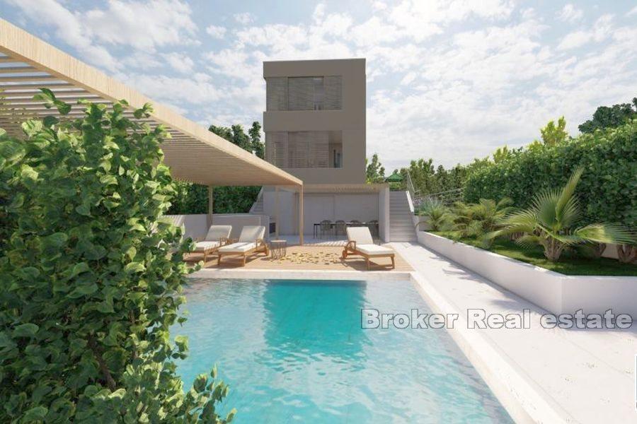 Kastela Riviera, neue, unfertige Villa, erste Reihe zum Meer