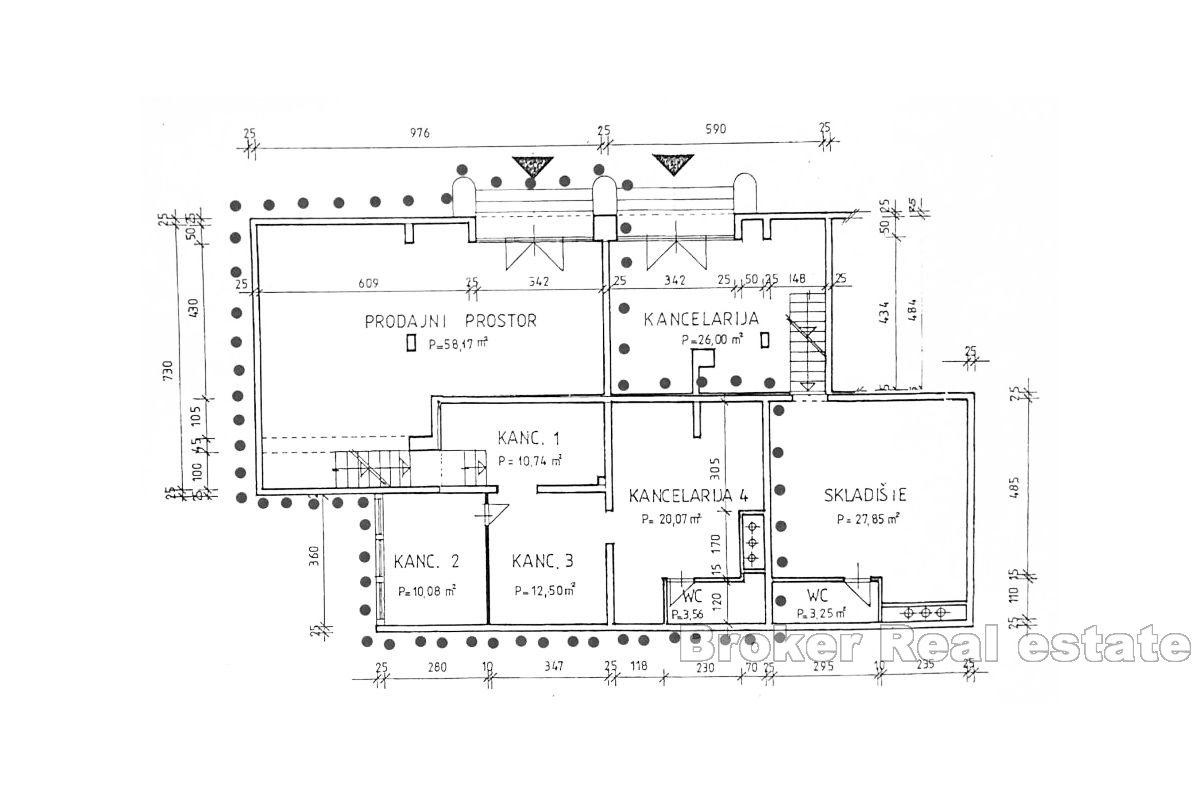 Attractively positioned space on two floors