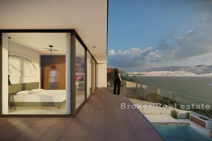 Ostrov Pag - Nová vila s bazénem, první řada k moři