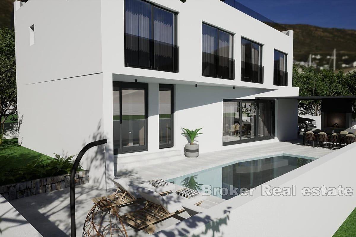 Villa under construction with pool and sea view