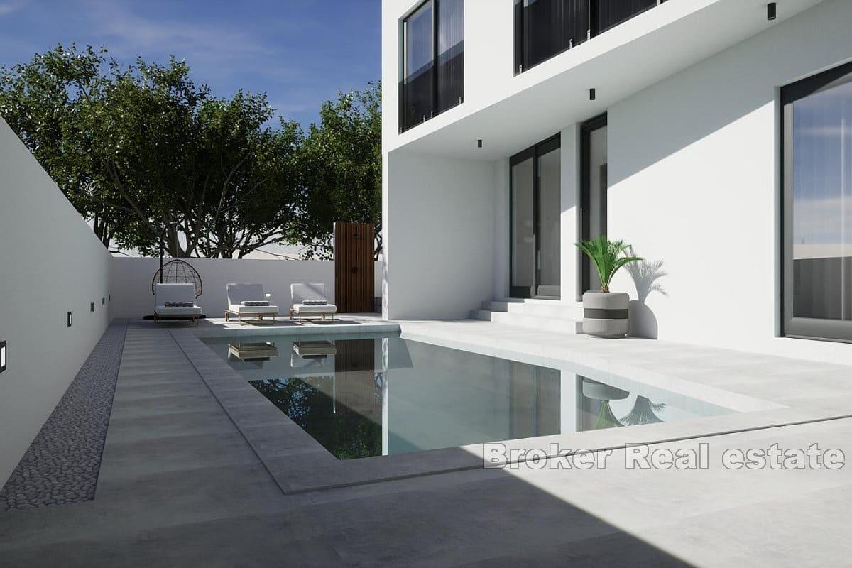 Villa under construction with pool and sea view