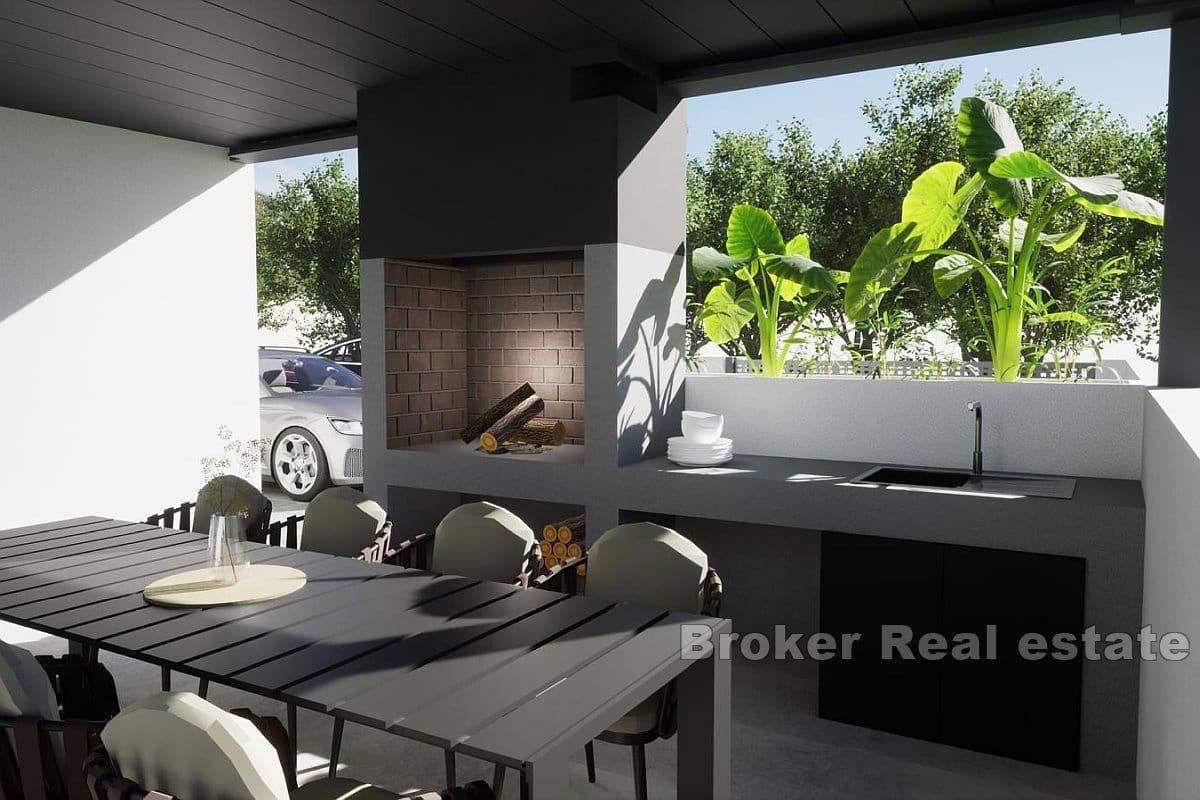 Villa under construction with pool and sea view