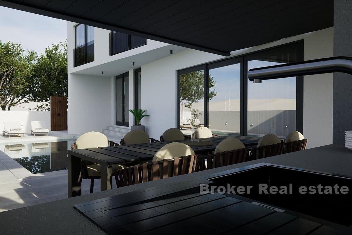 Villa under construction with pool and sea view