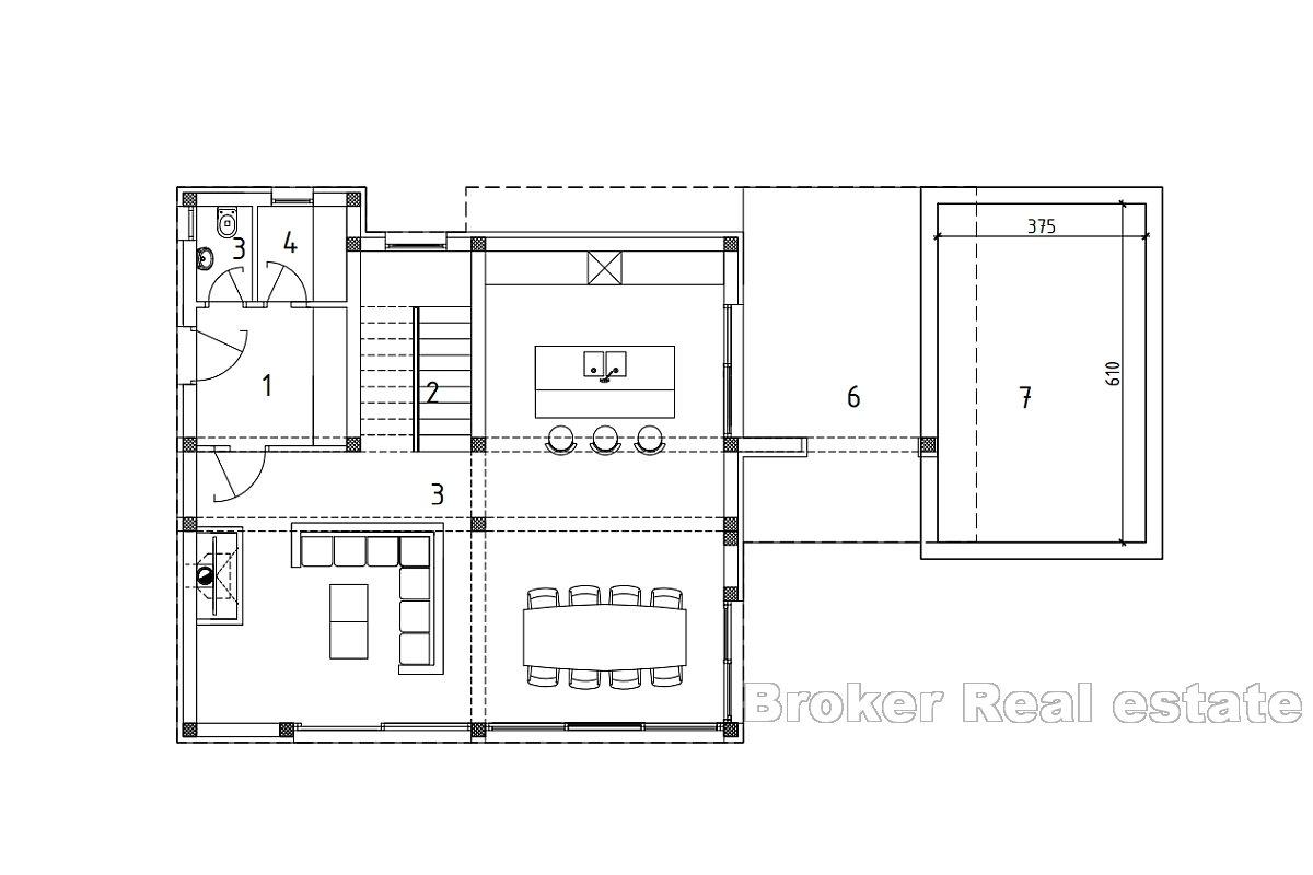 Villa med basseng og havutsikt