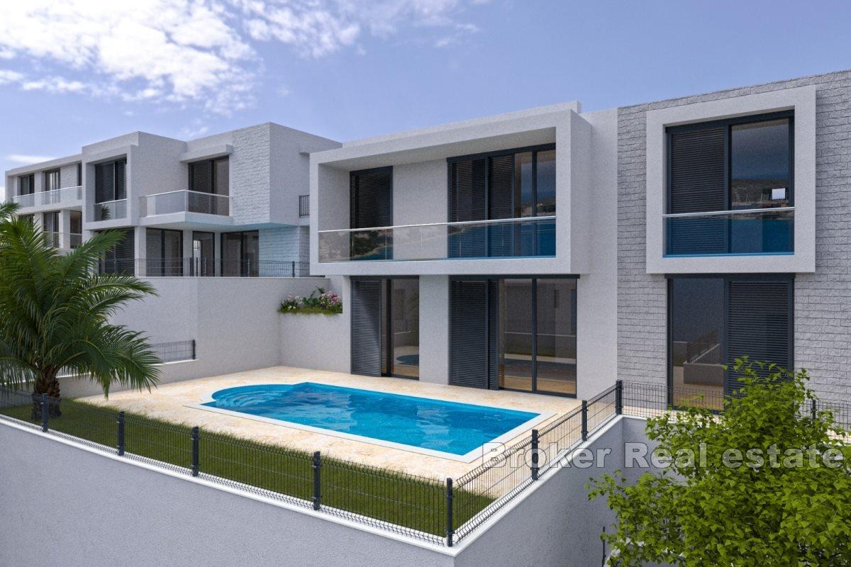 Villa with a pool and sea view near the coast