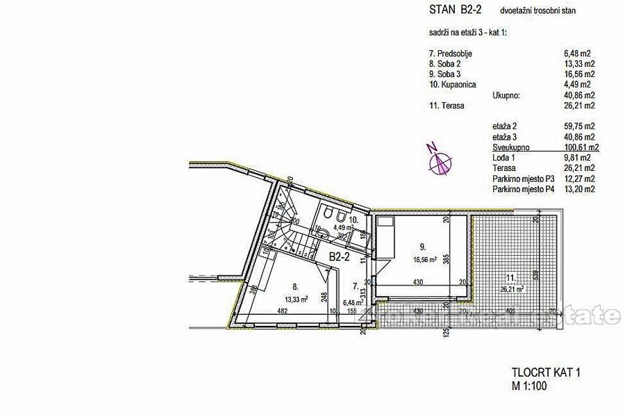 Blisko Splitu, Podstrana, atrakcyjny apartament z 3 sypialniami