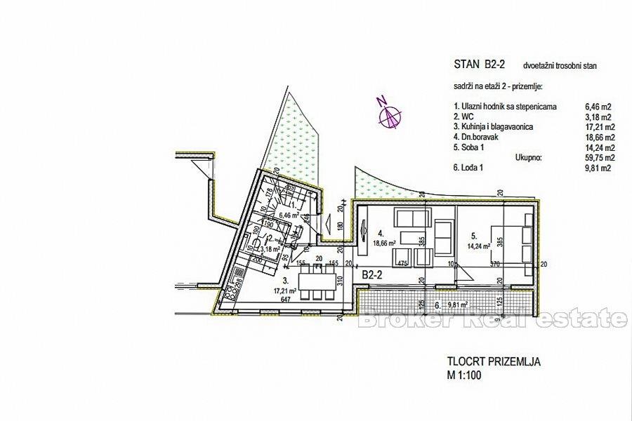 Blisko Splitu, Podstrana, atrakcyjny apartament z 3 sypialniami
