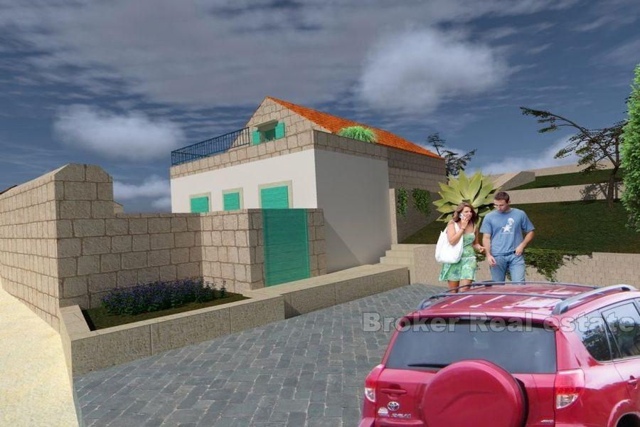 Wyspa Brac, działka budowlana z kamiennym domem do rekonstrukcji