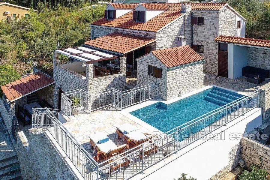 Øya Korcula, unik stein villa første rad til sjøen