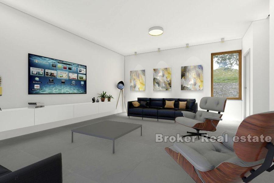 I nærheten av Rogoznica, villa under oppføring med basseng og havutsikt