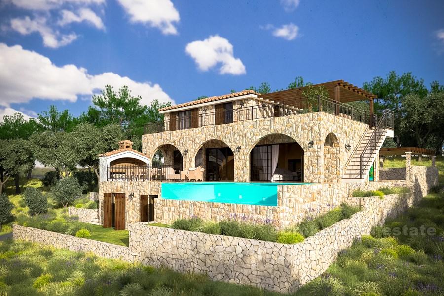 Rogoznica - Nově postavená tradiční vila s bazénem