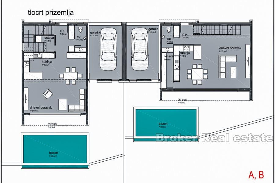 Omiš - dvojdomek s bazénem, ve výstavbě