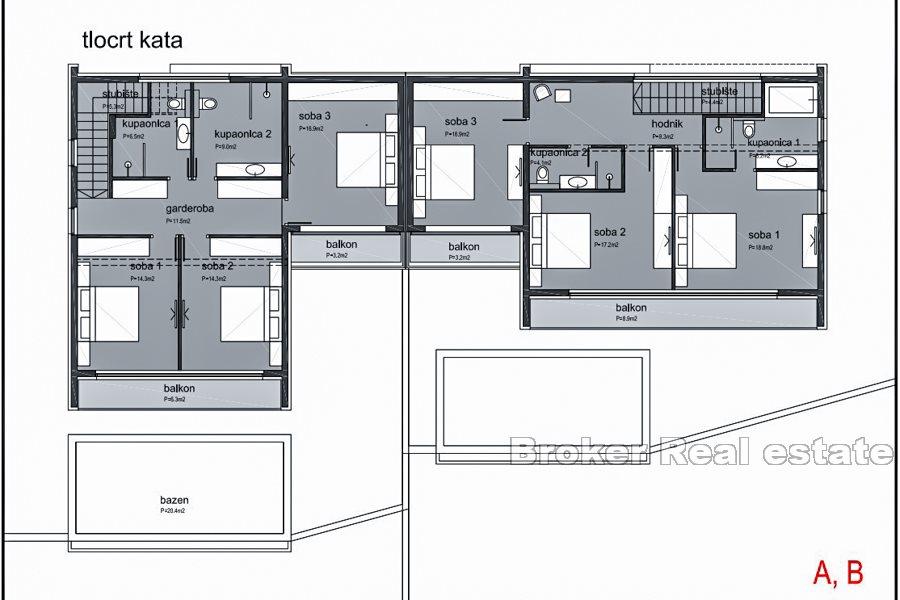 Omiš - dvojdomek s bazénem, ve výstavbě