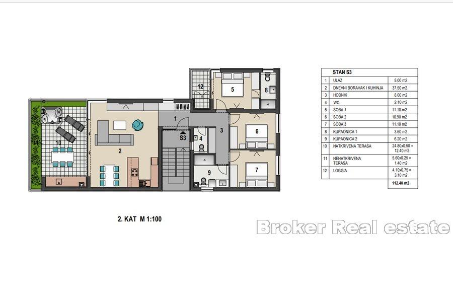 Pag - Elegant leilighet i andre rad til sjøen