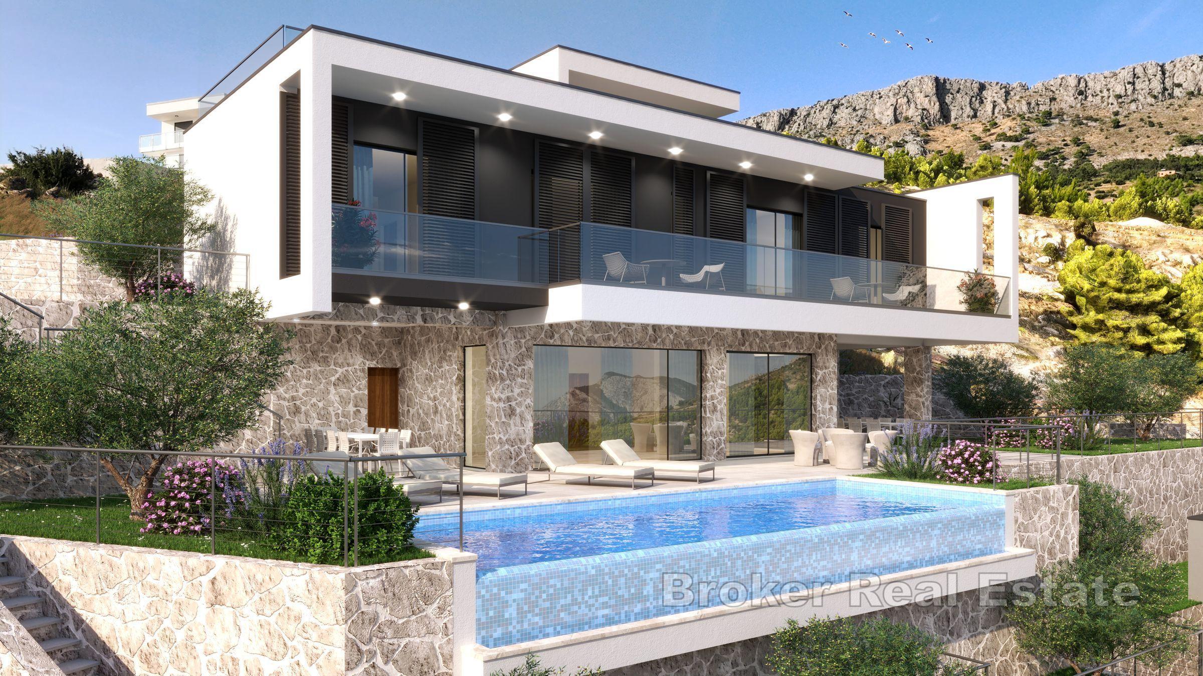 Luxusvilla mit Pool und Panoramablick auf das Meer