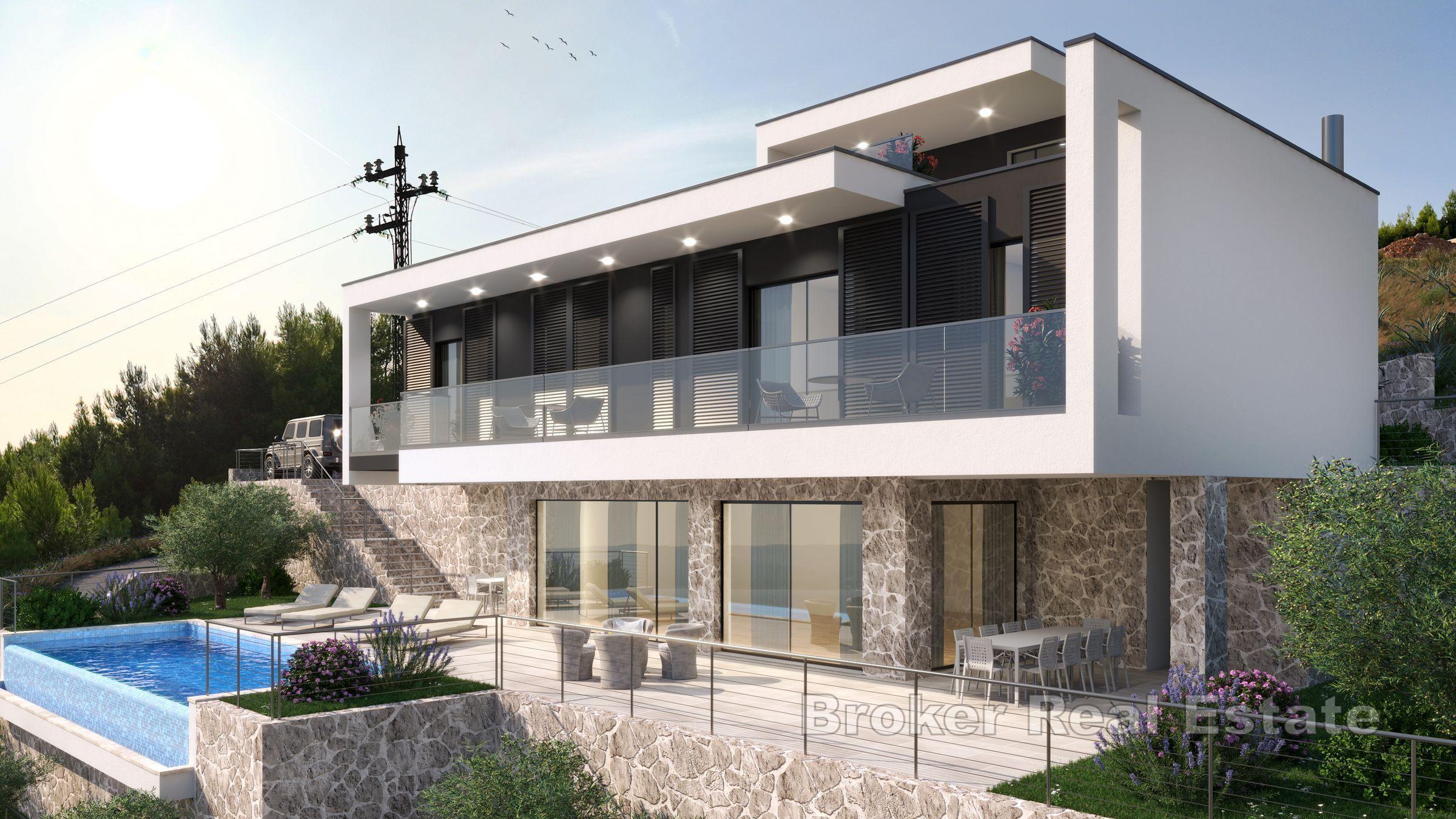 Luxusvilla mit Pool und Panoramablick auf das Meer