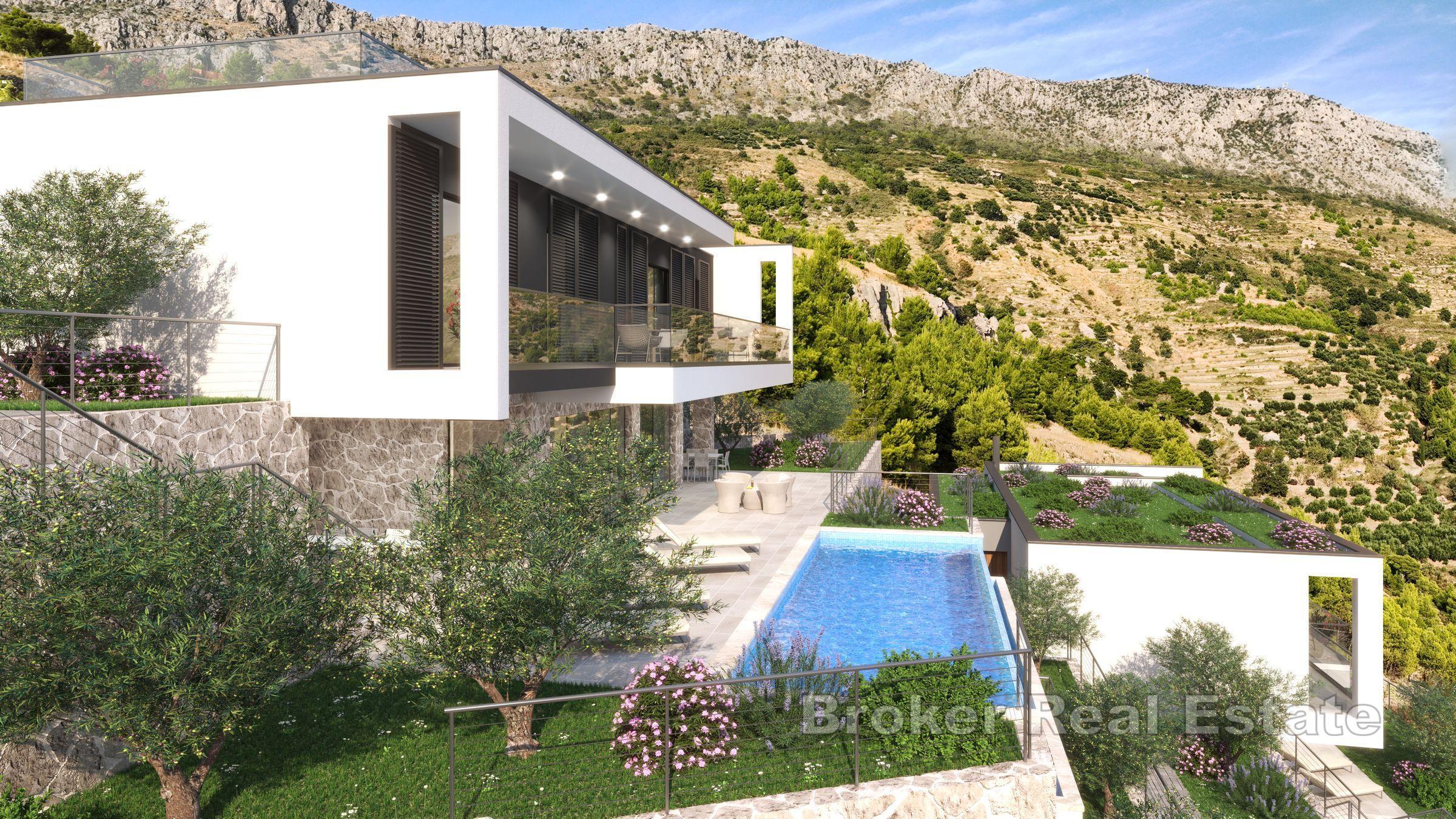 Luxusvilla mit Pool und Panoramablick auf das Meer