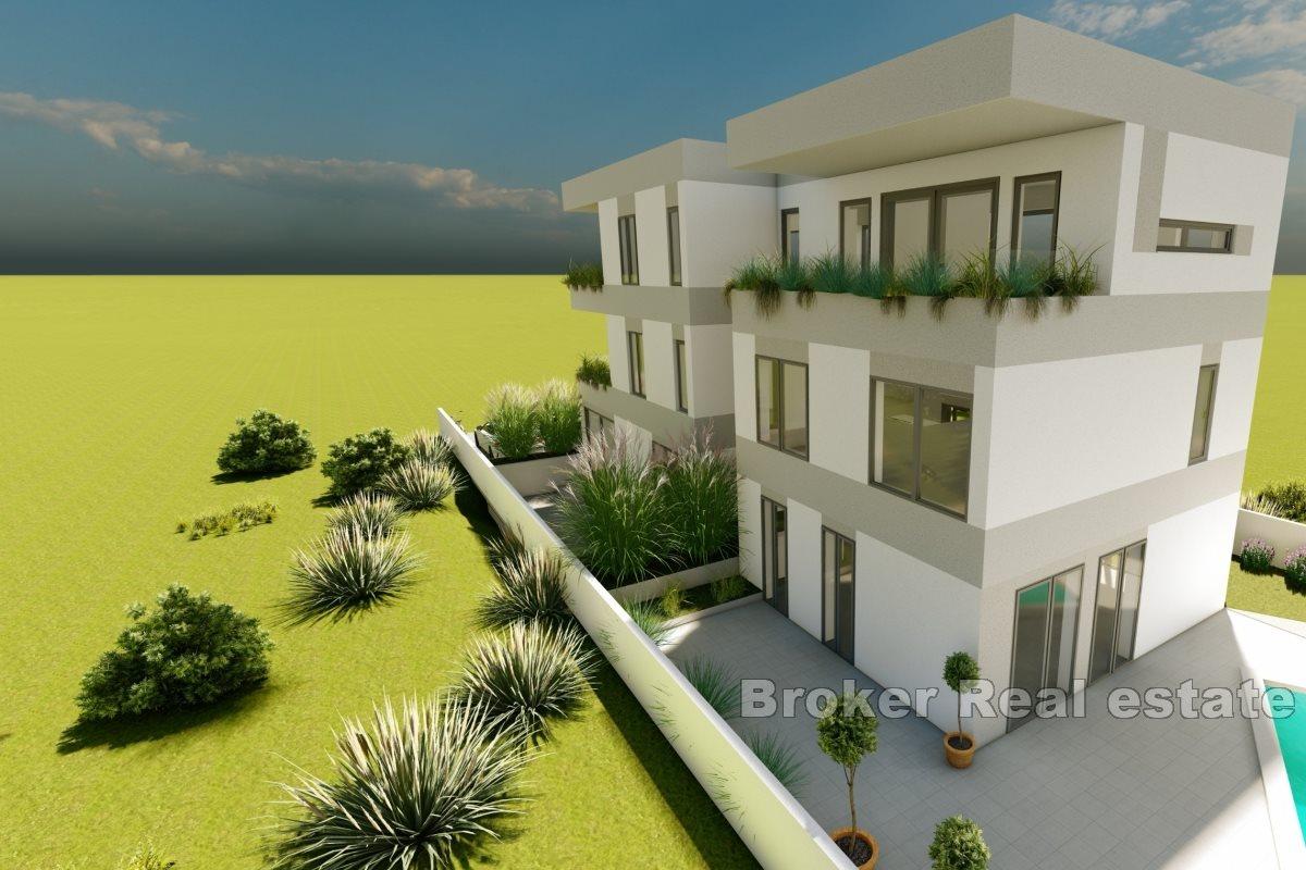 Modern apartment house with five apartments