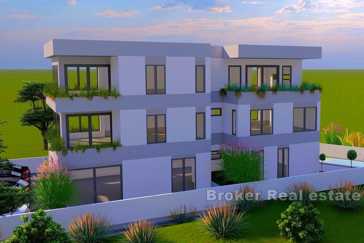 Modern apartment house with five apartments