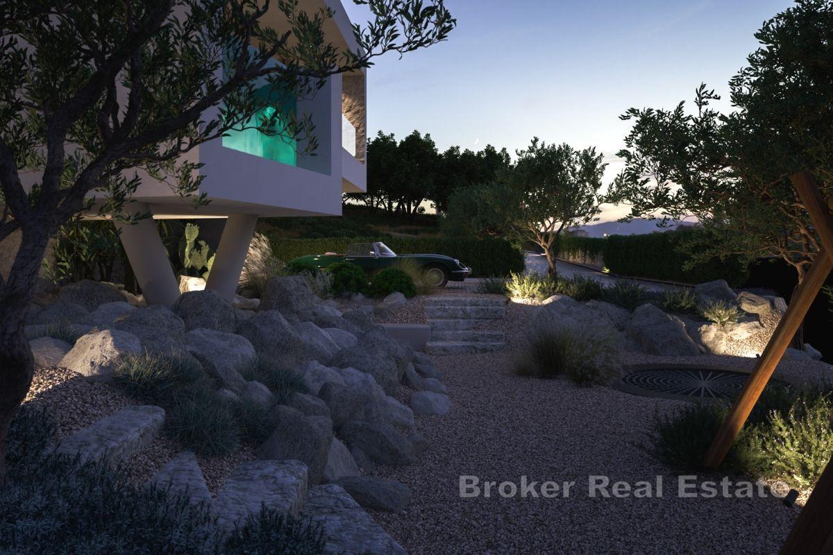 Byggnadsmark med projekt för byggnation av villa