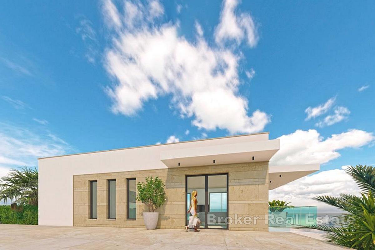 Działka budowlana z projektem i widokiem na morze w pobliżu Trogiru