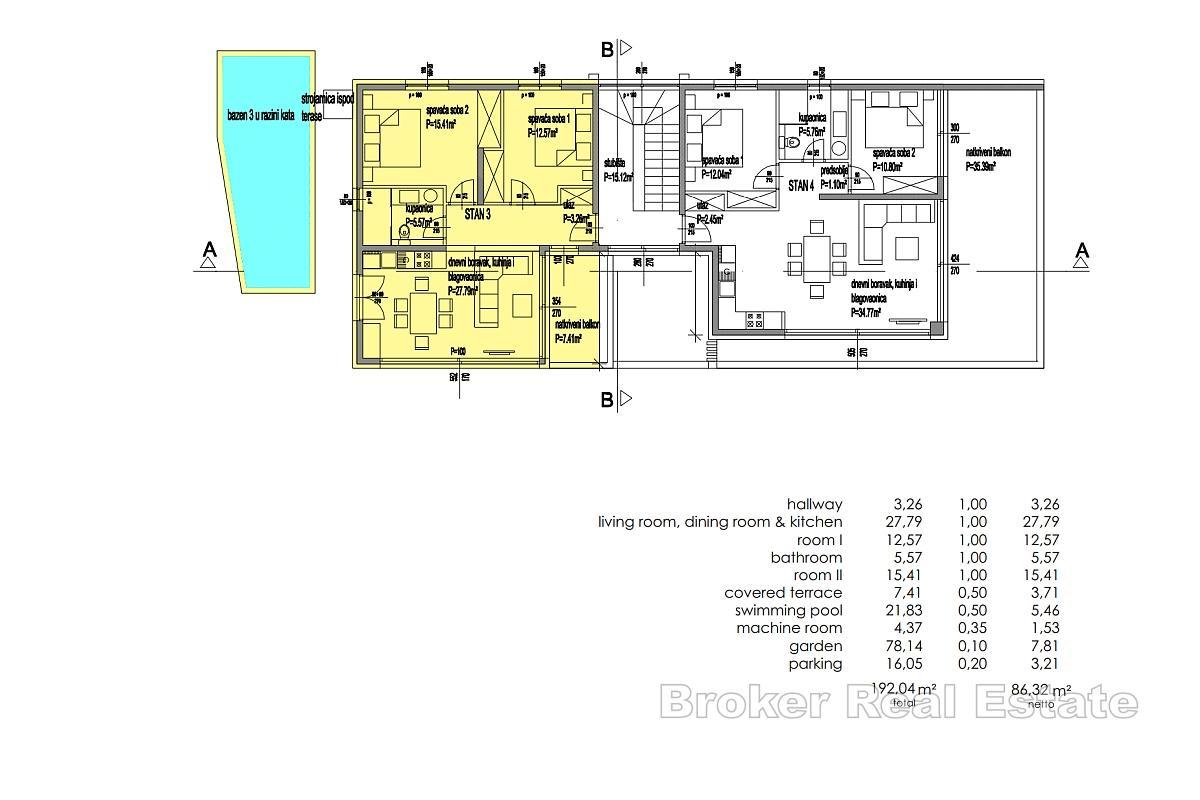 Luxusní apartmán se dvěma ložnicemi a soukromým bazénem v 1. patře