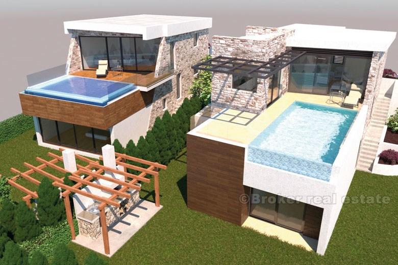 Rogoznica, moderní vila s bazénem a výhledem na moře