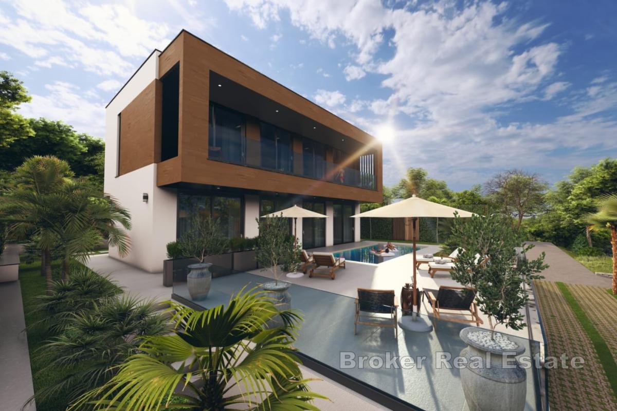 Terreno edificabile con progetto per una villa con piscina