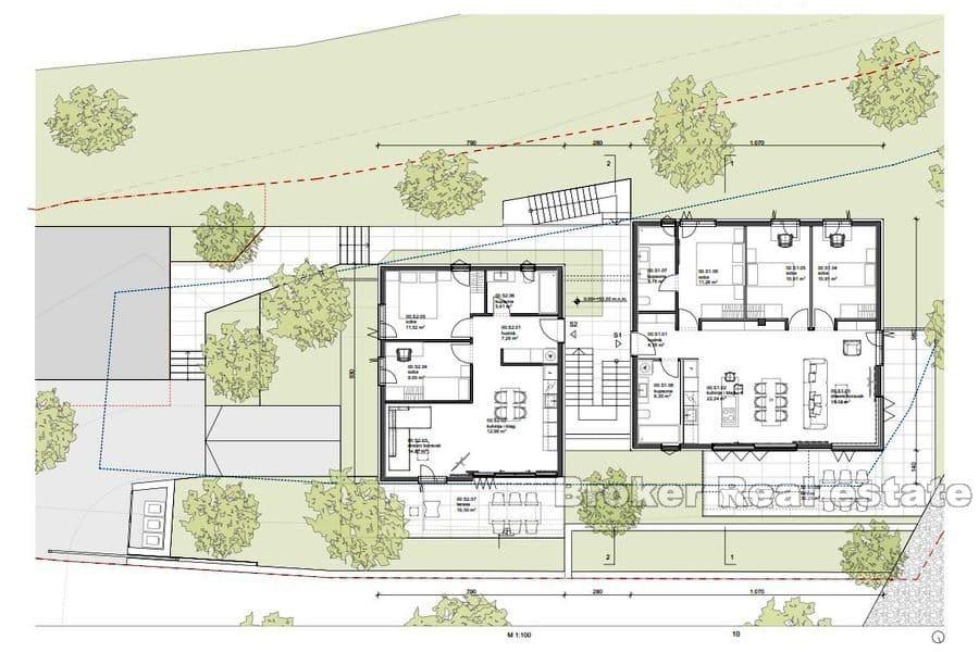 Ön Brač - Byggnadsmark med ett projekt nära havet