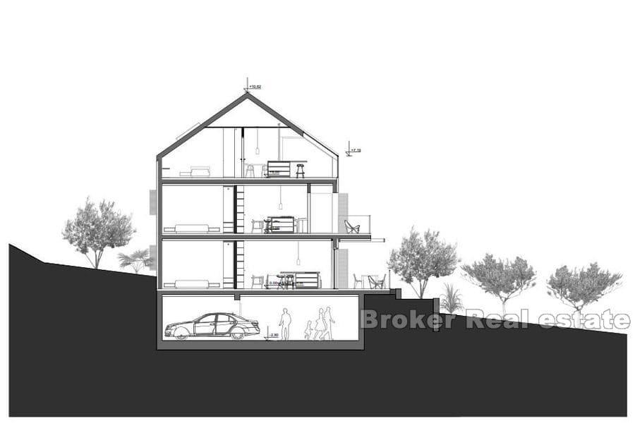 Ön Brač - Byggnadsmark med ett projekt nära havet