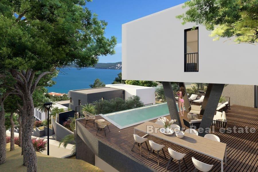 Trogir - Villa jumelée en construction avec piscine près de la mer