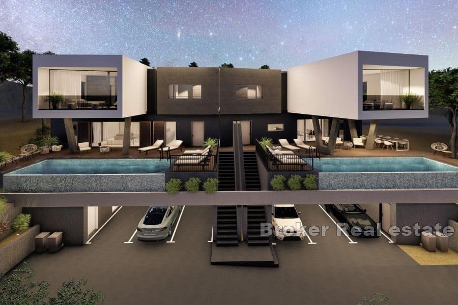 Trogir - Villa jumelée en construction avec piscine près de la mer