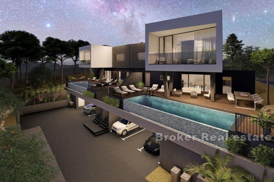 Trogir - Villa jumelée en construction avec piscine près de la mer
