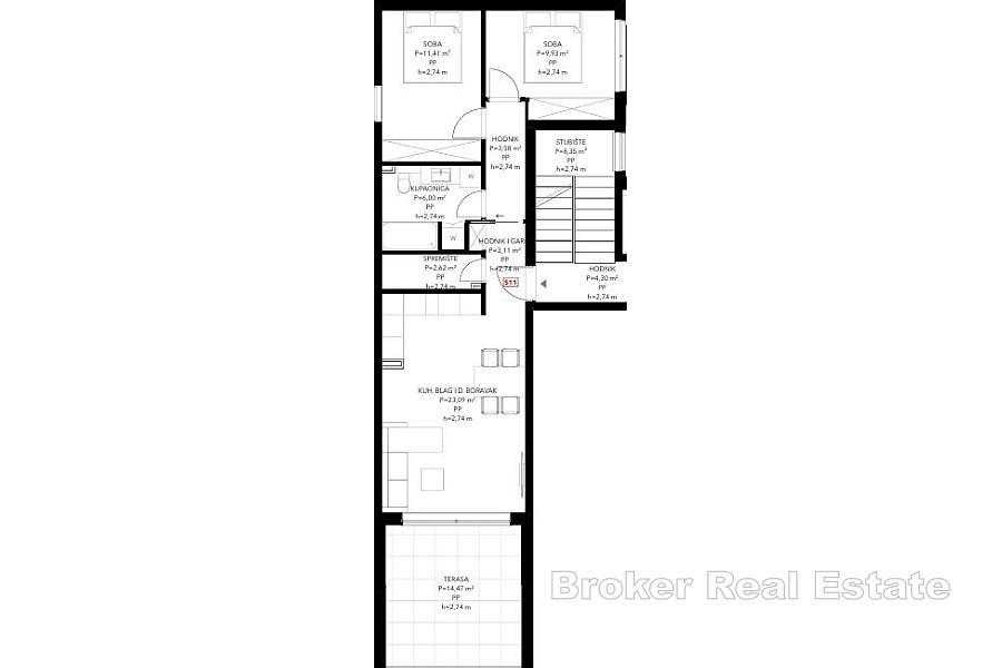 Komfortables Apartment mit zwei Schlafzimmern und Meerblick