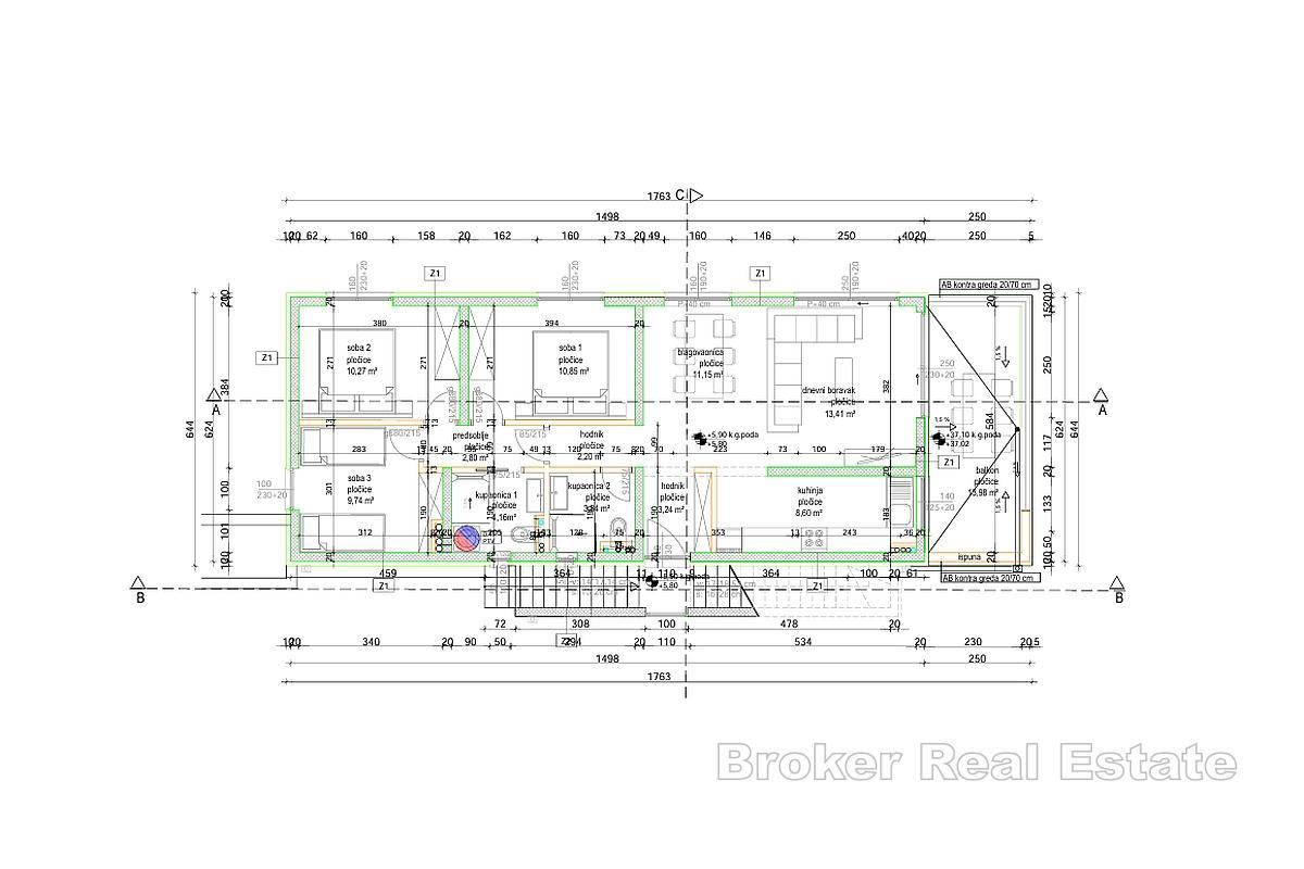 Moderan stan s krovnom terasom u blizini mora
