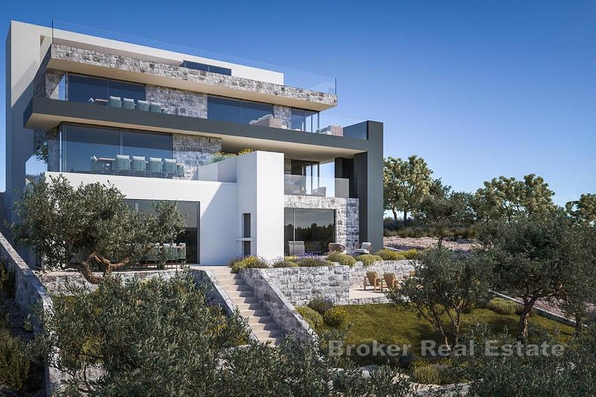 Nově postavený apartmán s kaskádovitou zahradou a výhledem na moře