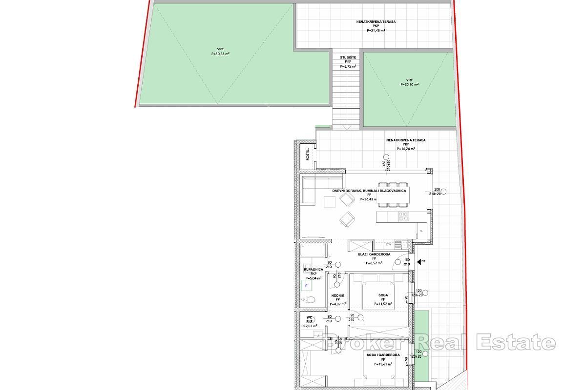 Nově postavený apartmán s kaskádovitou zahradou a výhledem na moře