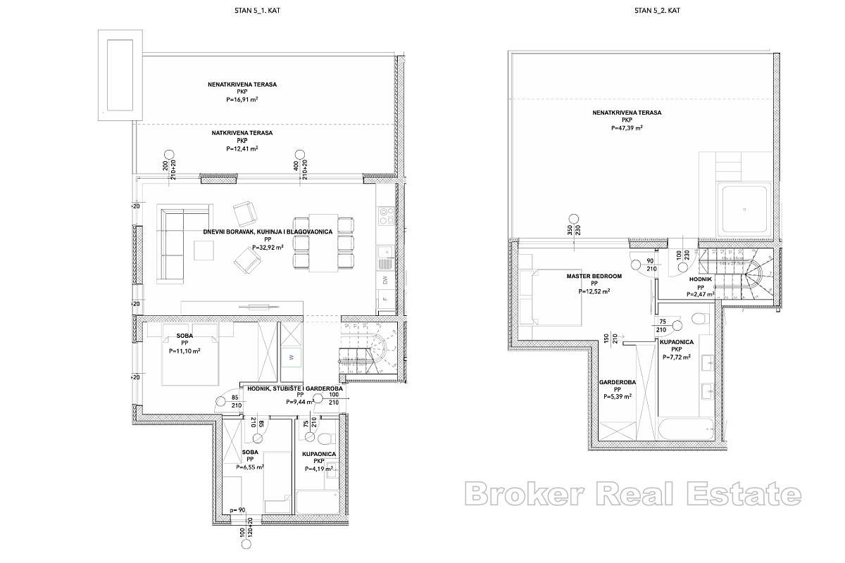Attico moderno con tre camere da letto in un nuovo edificio