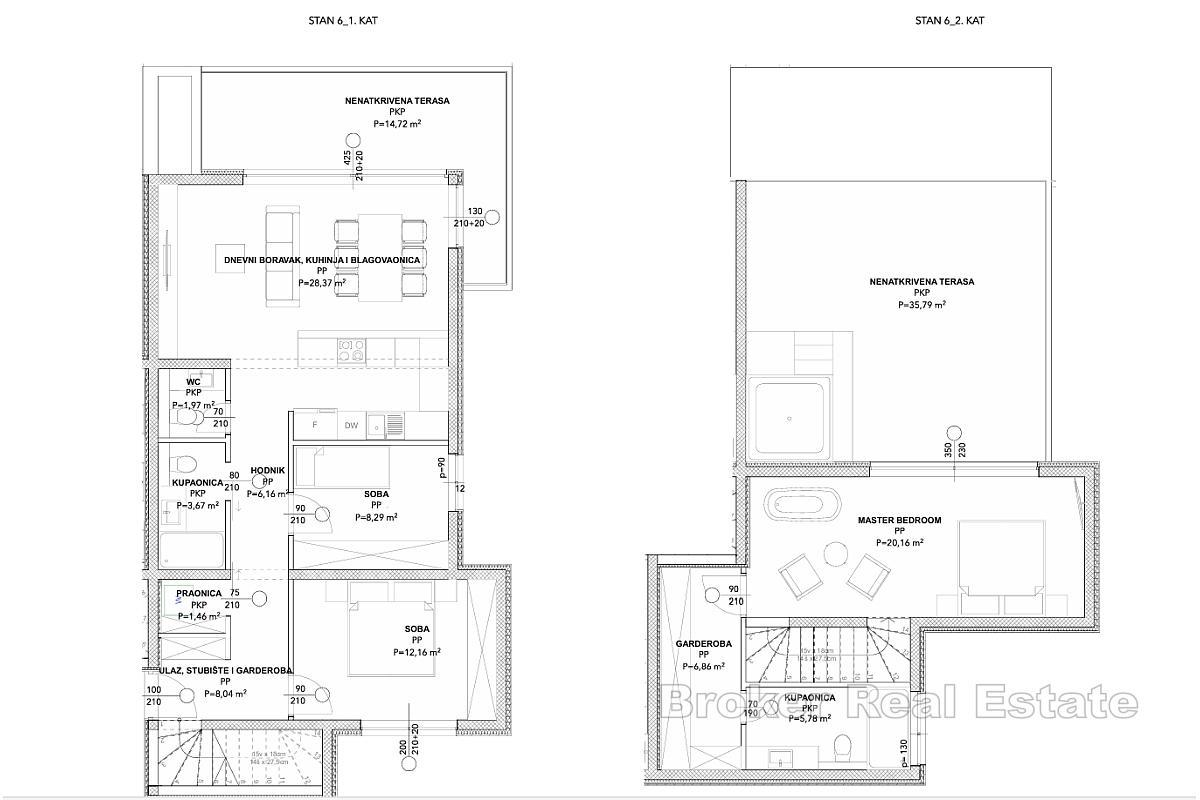 Niezwykły dwupiętrowy penthouse z przestronnym tarasem blisko morza