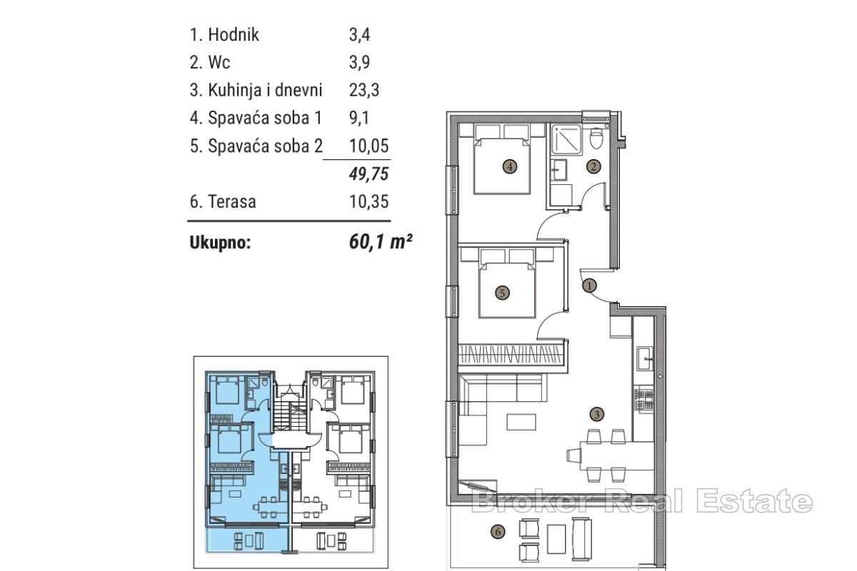 Dvoupokojový apartmán s panoramatickým výhledem na moře