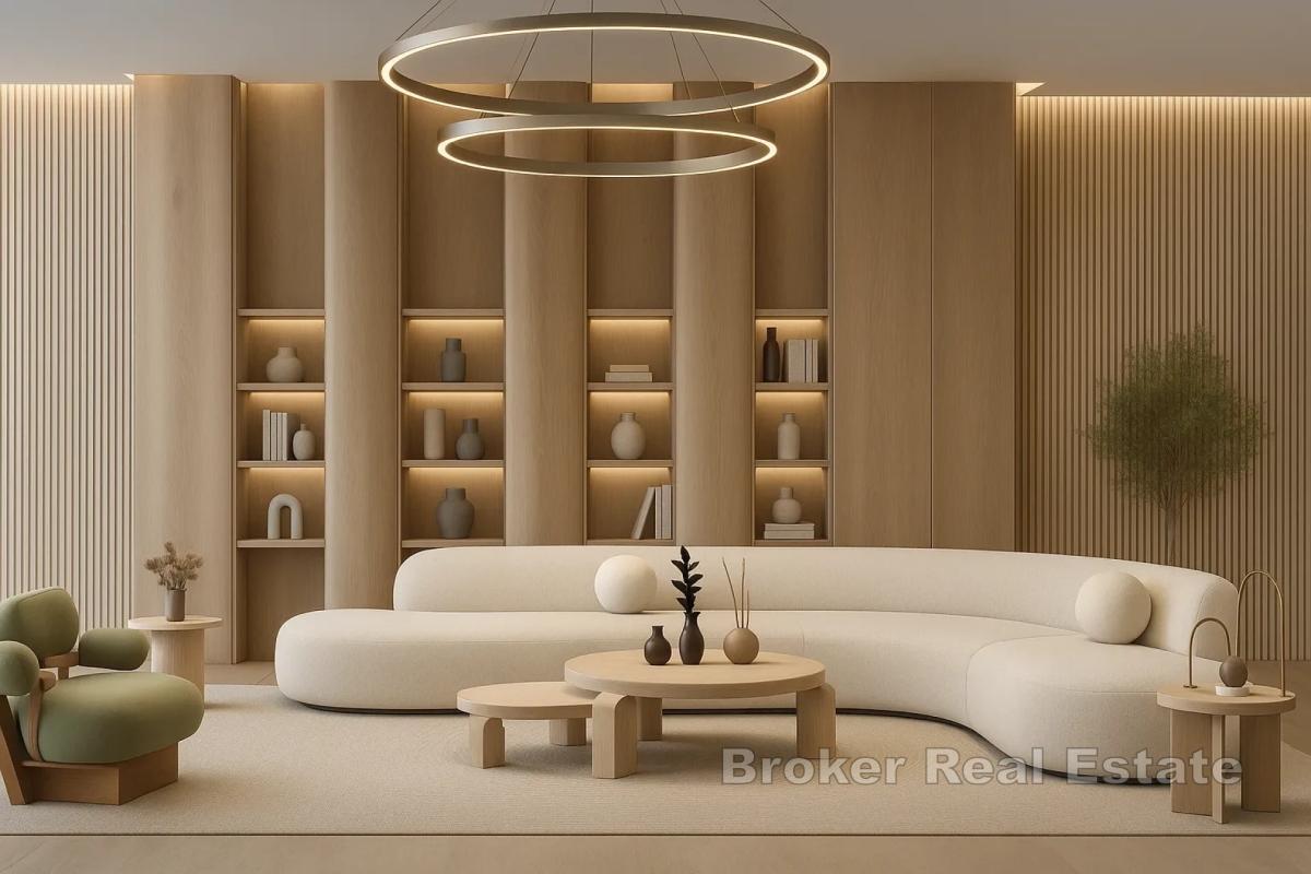 Nowoczesny apartament z dwiema sypialniami w nowym budynku w pierwszym rzędzie od morza