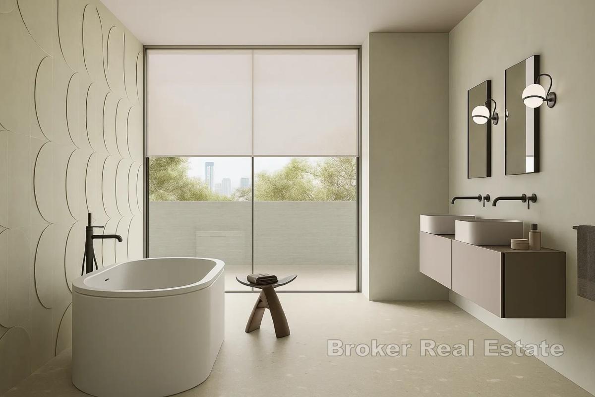 Nowoczesny apartament typu penthouse w nowym budynku w pierwszym rzędzie od morza