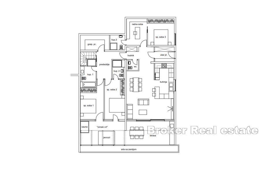 Split - Meje, tre roms leilighet, uferdig