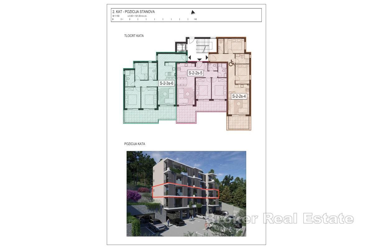 Appartements modernes de trois chambres avec vue sur mer