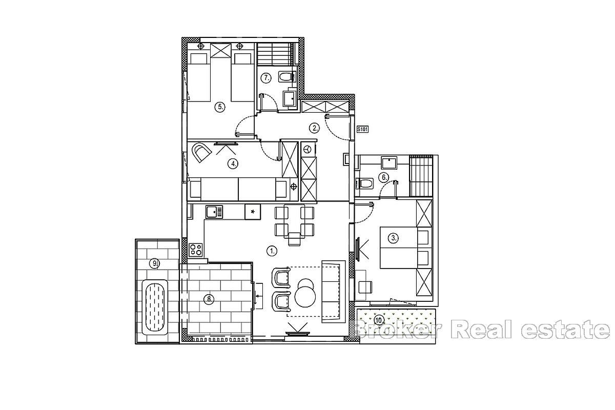 Nově postavené apartmány s výhledem na moře